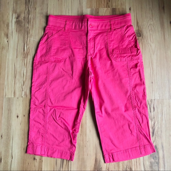 NEW LEE Capri Pants Hibiscus Pink Relaxed Fit Middleton Knit Waist Size 10 NWOT - Picture 2 of 15